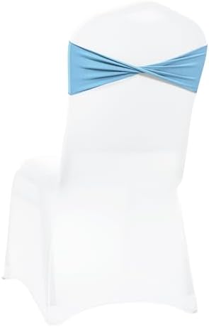 Pack of 50 Spandex Chair Sashes Without Slider Buckles - Blue in Blue, alternate view 6