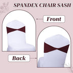 Pack of 50 Spandex Chair Sashes Without Slider Buckles - Burgundy, alternate view 5