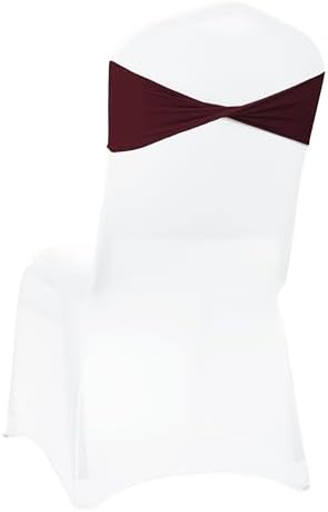 Pack of 50 Spandex Chair Sashes Without Slider Buckles - Burgundy, alternate view 6