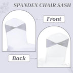 Pack of 50 Spandex Chair Sashes Without Slider Buckles - Light Silver in Light Silver, alternate view 5