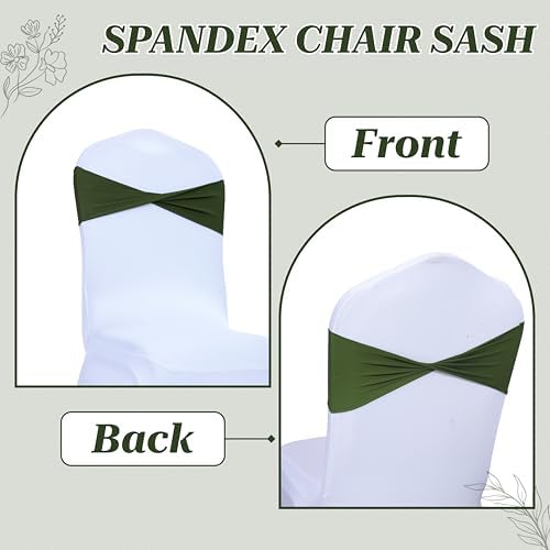 Pack of 50 Spandex Chair Sashes Without Slider Buckles - Olive Green, alternate view 5