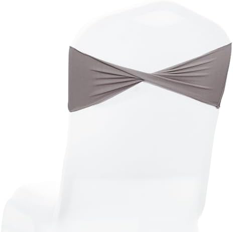 Pack of 50 Spandex Chair Sashes Without Slider Buckles - Silver Gray