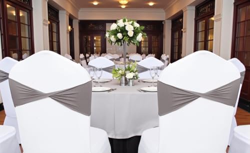 Pack of 50 Spandex Chair Sashes Without Slider Buckles - Silver Gray, alternate view 2