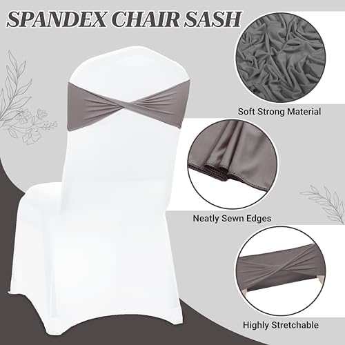Pack of 50 Spandex Chair Sashes Without Slider Buckles - Silver Gray, alternate view 4
