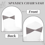 Pack of 50 Spandex Chair Sashes Without Slider Buckles - Silver Gray, alternate view 5