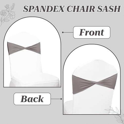 Pack of 50 Spandex Chair Sashes Without Slider Buckles - Silver Gray, alternate view 5