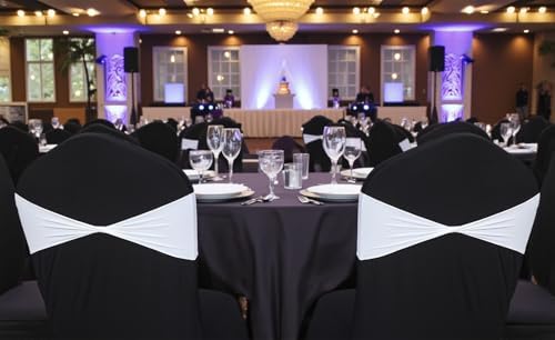 Pack of 50 Spandex Chair Sashes Without Slider Buckles - White in White, alternate view 2