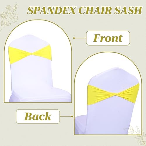 Pack of 50 Spandex Chair Sashes Without Slider Buckles - Yellow, alternate view 5