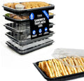 Pack of 6 Serving Tray with lid - Reusable Catering Trays with Lids 13inch Long for Meal Prep, Cakes, Treats and