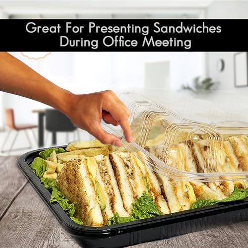 Pack of 6 Serving Tray with lid - Reusable Catering Trays with Lids 13inch Long for Meal Prep, Cakes, Treats and, alternate