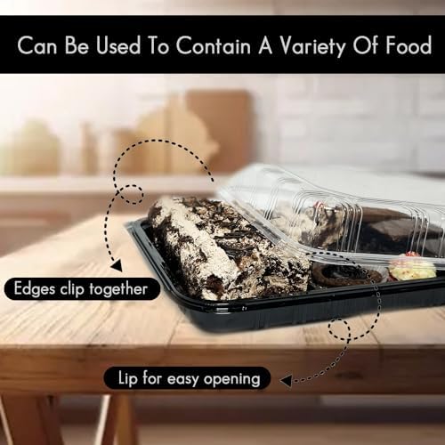 Pack of 6 Serving Tray with lid - Reusable Catering Trays with Lids 13inch Long for Meal Prep, Cakes, Treats and, alternate