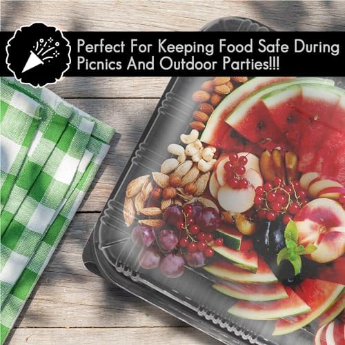 Pack of 6 Serving Tray with lid - Reusable Catering Trays with Lids 13inch Long for Meal Prep, Cakes, Treats and, alternate