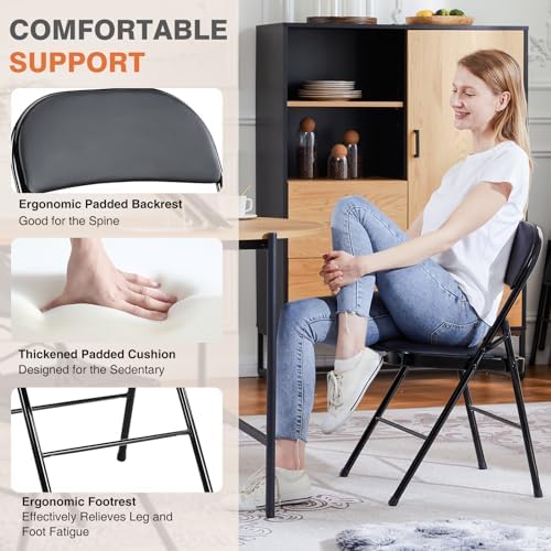Padded Folding Chairs Set of 16, Portable Foldable Patio Dining Chairs, Heavy Duty Metal Frame, for Kitchen, alternate view 4