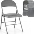Padded Folding Chairs Set of 16, Portable Foldable Patio Dining Chairs, Heavy Duty Metal Frame, for Kitchen