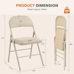 Padded Folding Chairs Set of 2, Portable Foldable Patio Dining Chairs, Heavy Duty Metal Frame, for Kitchen, alternate view 3