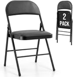 Padded Folding Chairs Set of 2, Portable Foldable Patio Dining Chairs, Heavy Duty Metal Frame, for Kitchen