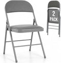 Padded Folding Chairs Set of 2, Portable Foldable Patio Dining Chairs, Heavy Duty Metal Frame, for Kitchen