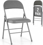 Padded Folding Chairs Set of 2, Portable Foldable Patio Dining Chairs, Heavy Duty Metal Frame, for Kitchen