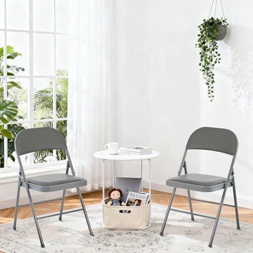 Padded Folding Chairs Set of 2, Portable Foldable Patio Dining Chairs, Heavy Duty Metal Frame, for Kitchen, alternate view 2