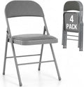 Padded Folding Chairs Set of 4, Portable Foldable Patio Dining Chairs, Heavy Duty Metal Frame, for Kitchen