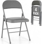 Padded Folding Chairs Set of 4, Portable Foldable Patio Dining Chairs, Heavy Duty Metal Frame, for Kitchen