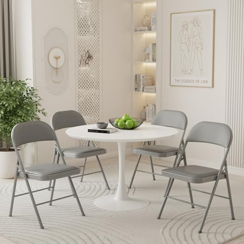 Padded Folding Chairs Set of 4, Portable Foldable Patio Dining Chairs, Heavy Duty Metal Frame, for Kitchen, alternate view 2