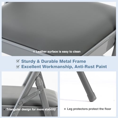 Padded Folding Chairs Set of 4, Portable Foldable Patio Dining Chairs, Heavy Duty Metal Frame, for Kitchen, alternate view 6