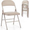 Padded Folding Chairs Set of 4, Portable Foldable Patio Dining Chairs, Heavy Duty Metal Frame, for Kitchen