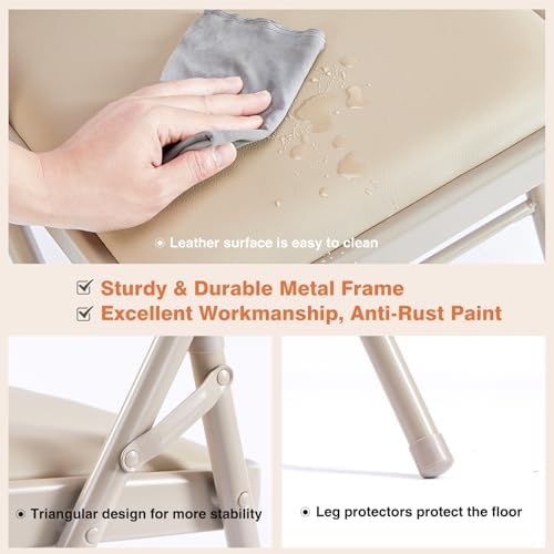 Padded Folding Chairs Set of 4, Portable Foldable Patio Dining Chairs, Heavy Duty Metal Frame, for Kitchen, alternate view 5