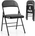 Padded Folding Chairs Set of 4, Portable Foldable Patio Dining Chairs, Heavy Duty Metal Frame, for Kitchen