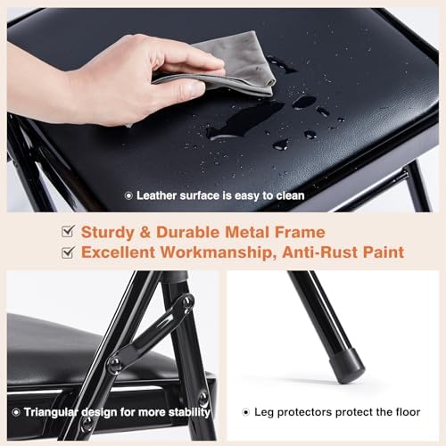 Padded Folding Chairs Set of 4, Portable Foldable Patio Dining Chairs, Heavy Duty Metal Frame, for Kitchen, alternate view 5