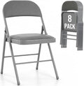 Padded Folding Chairs Set of 8, Portable Foldable Patio Dining Chairs, Heavy Duty Metal Frame, for Kitchen