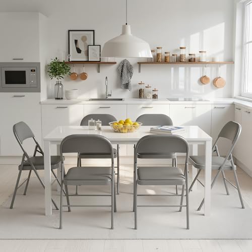 Padded Folding Chairs Set of 8, Portable Foldable Patio Dining Chairs, Heavy Duty Metal Frame, for Kitchen, alternate view 2