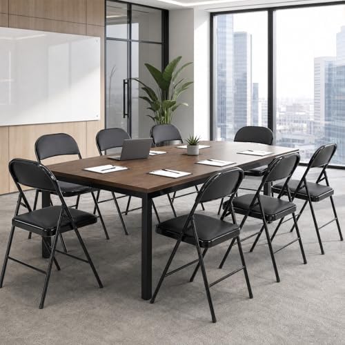 Padded Folding Chairs Set of 8, Portable Foldable Patio Dining Chairs, Heavy Duty Metal Frame, for Kitchen, alternate view 2