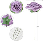 Pale Lavender Rose 25pcs Real Looking Artificial Flowers w/Stem in Pale Lavender & Dusty Violet, alternate view 3