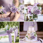 Pale Lavender Rose 25pcs Real Looking Artificial Flowers w/Stem in Pale Lavender & Dusty Violet, alternate view 4
