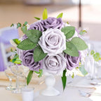 Pale Lavender Rose 25pcs Real Looking Artificial Flowers w/Stem in Pale Lavender & Dusty Violet, alternate view 5