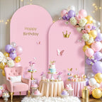 Pale Pink Arch Cover 2 Set-7.2FT and 6FT Arch Backdrop Cover Spandex Fitted Wedding Arch Stand Covers for Baby