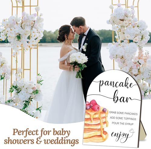 Pancake Bar Sign, Brunch Pancake Bar Recipe Sign for Bridal Shower, Build a Pancakes Party Table Signs, Food, alternate view