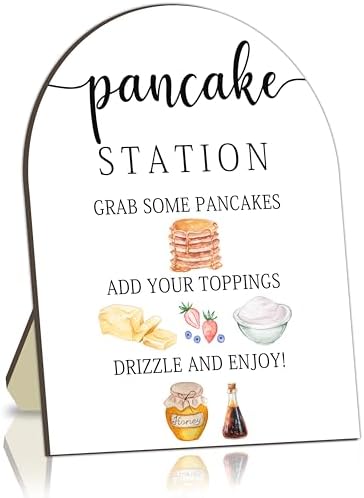 Pancake Bar Sign, Brunch Pancake Bar Recipe Sign for Bridal Shower, Build a Pancakes Party Table Signs, Pancakes