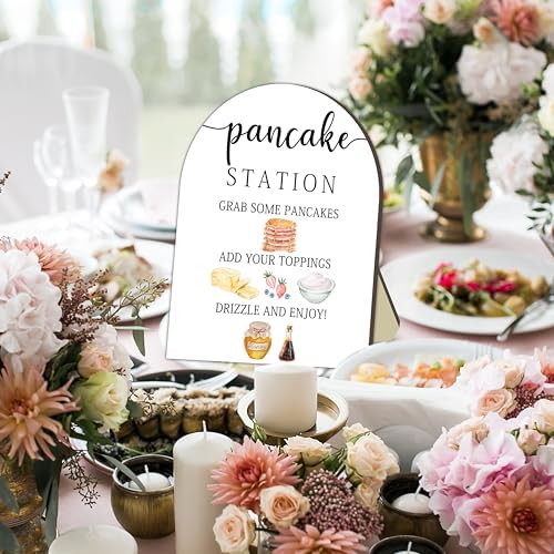 Pancake Bar Sign, Brunch Pancake Bar Recipe Sign for Bridal Shower, Build a Pancakes Party Table Signs, Pancakes, alternate
