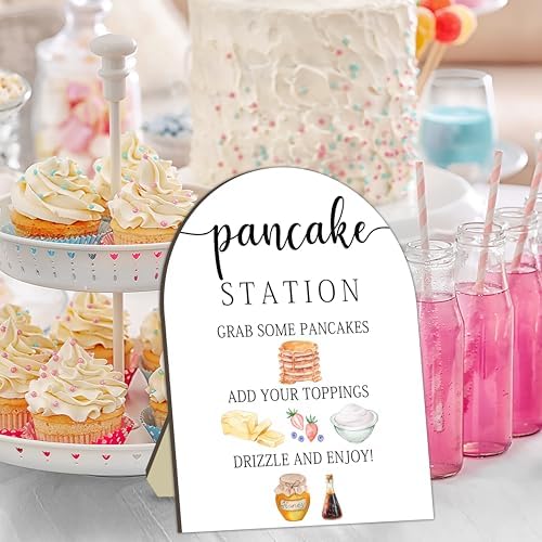 Pancake Bar Sign, Brunch Pancake Bar Recipe Sign for Bridal Shower, Build a Pancakes Party Table Signs, Pancakes, alternate