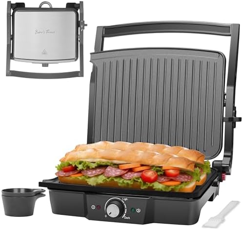 Panini Grill Press Sandwich Maker, 4-Slices Panini Press Maker, Grill Cheese Sandwich Maker, Indoor Grill