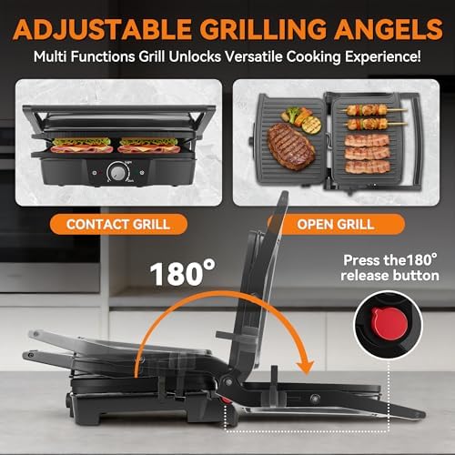 Panini Grill Press Sandwich Maker, 4-Slices Panini Press Maker, Grill Cheese Sandwich Maker, Indoor Grill, alternate view 4