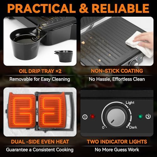 Panini Grill Press Sandwich Maker, 4-Slices Panini Press Maker, Grill Cheese Sandwich Maker, Indoor Grill, alternate view 5
