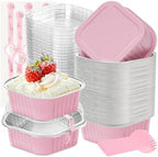 Pans with Lids, Pink 50 Pack for Parties in 10 oz in Pink