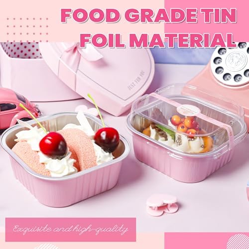Pans with Lids, Pink 50 Pack for Parties in 10 oz in Pink, alternate view 4