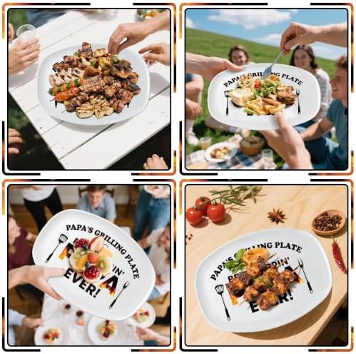 Papa Melamine Grill Platter Gift, Barbecue White Oval Serving Tray in 14 × 10 × 0.4 inches in White, alternate view 3