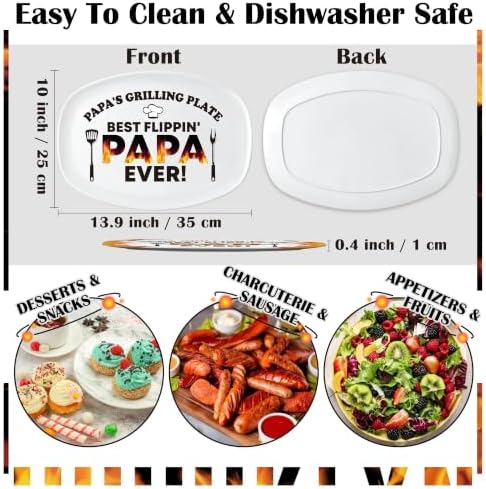 Papa Melamine Grill Platter Gift, Barbecue White Oval Serving Tray in 14 × 10 × 0.4 inches in White, alternate view 4