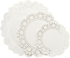 Paper Doilies - 150 Pack Round Lace Doilies for Tables - Assorted Sizes 6.5"/8.5"/10.5", White - Disposable